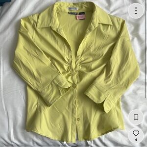 Y2K Neon Yellow Button Down